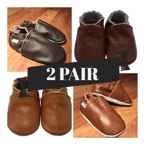 2 Pair Leather Moccasins, 18-24 mos.